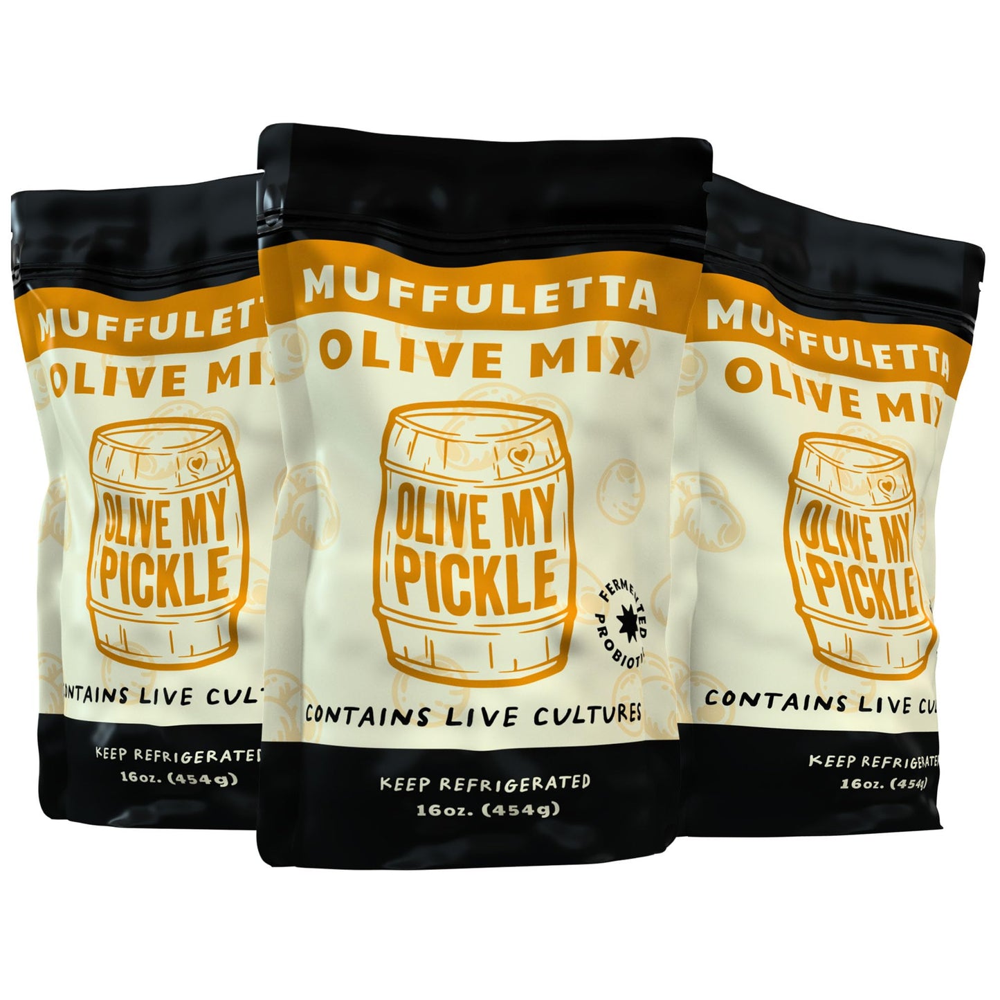 Olive My Pickle Muffuletta Olive Mix - 48 Ounces | 3 Pack Bundle of Healthy Live Culture Muffuletta Mix Olives for Gut Health | Perfect Snack