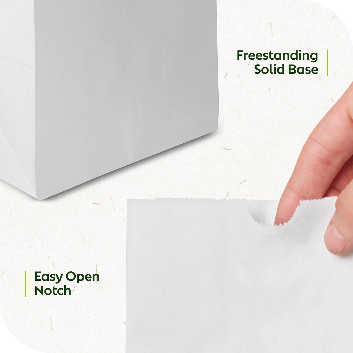 Culinware Kraft Paper Bags 3 Lb - Durable White Paper Bags for Snack, Lunch, Sandwich, Pastries, Popcorn, Grocery and Party Favor - Bulk Paper Bags