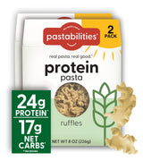 Pastabilities, Protein Pasta, Ruffles - 24g Protein & Low Carb, 17g Net Carbs - High Protein, Delicious Taste & Texture Non-GMO Plant-Based Pasta