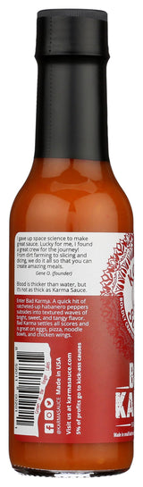 Bad Karma Hot Sauce | Hot With A Savory-Sweet Tang | No Preservatives, Vegan, Extract Free, Sugar Free, Paleo / Keto Friendly | Made In Finger Lakes