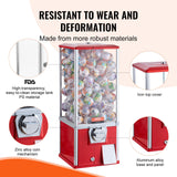VEVOR Gumball Machine for Kids, 25" Height Home Vending Machine, PS Bouncy Balls Dispenser, Hold 230 Capsule Toys, Rectangle Bubble Gum Machine