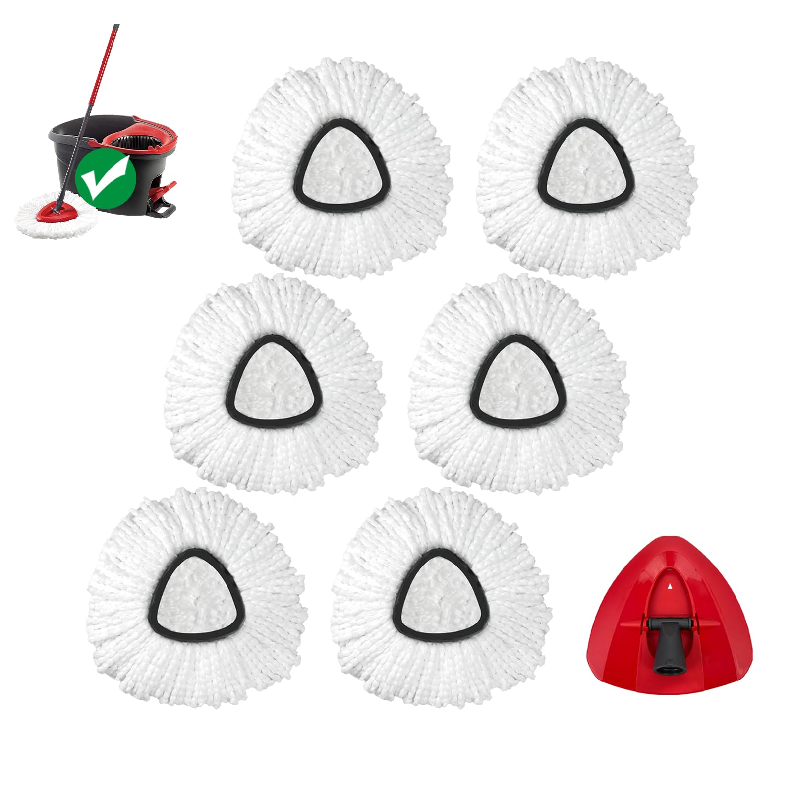 Spin Mop Replacement Head for O-Ceda EasyWring 1-Tank System, Microfiber Mop Refills for Home Cleaning, 6 Cedar Mop Replace Heads with 1 Replacement