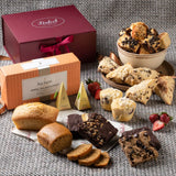 Deluxe Tea and Food Gift Basket Gourmet Present Featuring Old Fashioned Scones, Cheese Brownie, Fudge and Brownie, Muffins, and more plenty to please