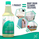 XionLab Safer, Greener Drain Clog Remover - Industrial-Strength Liquid Drain Cleaner for Hair & Grease - Septic Safe, Odorless, Biodegradable