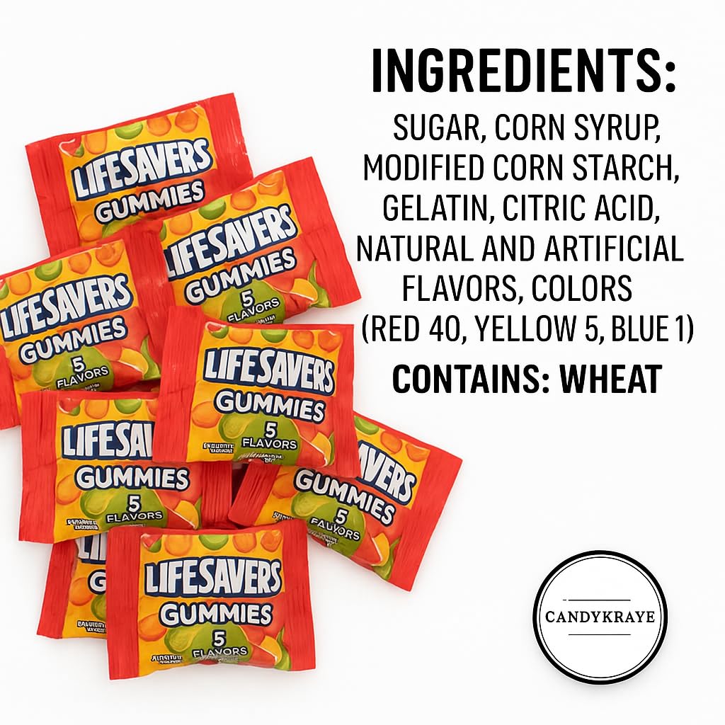 LifeSavers Gummies Candy - Assorted Fruity Flavors - Delicious Gummy Candy Assortment for Birthdays, New Year, Christmas, Valentines Day, Pinata