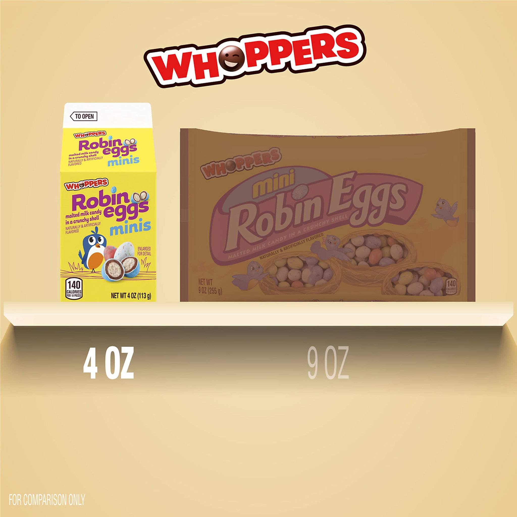 WHOPPERS Mini Robin Eggs Malted Milk Treats, Bulk, Easter Candy, 4 oz Cartons (15 Count)