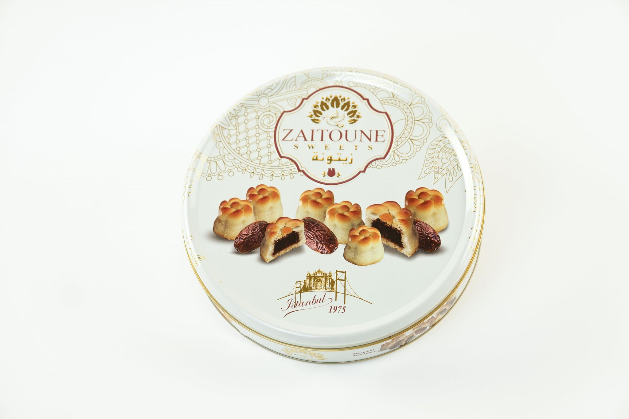 Zaitoune Maamoul Date Cookies - 18 oz - Authentic Middle Eastern Sweets | Arabic Cookies with Dates - Premium Dessert Gifts in Elegant Tin