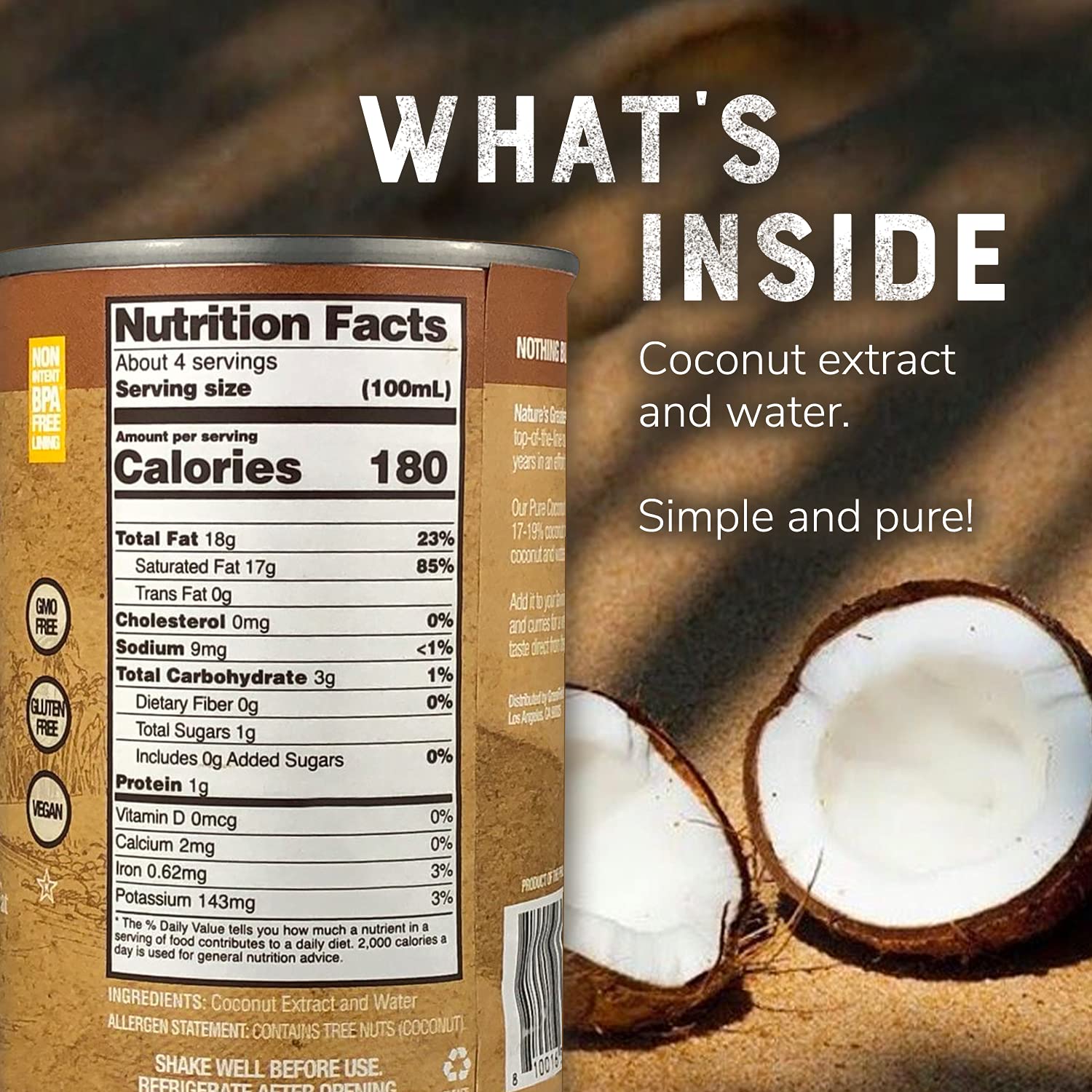Nature’s Greatest Foods Pure Coconut Milk - No Guar Gum, No Additives, Non-GMO, BPA-Free, Vegan, Gluten-Free and Kosher, 17-19% Coconut Milk Fat, Unsweetened 12-pack