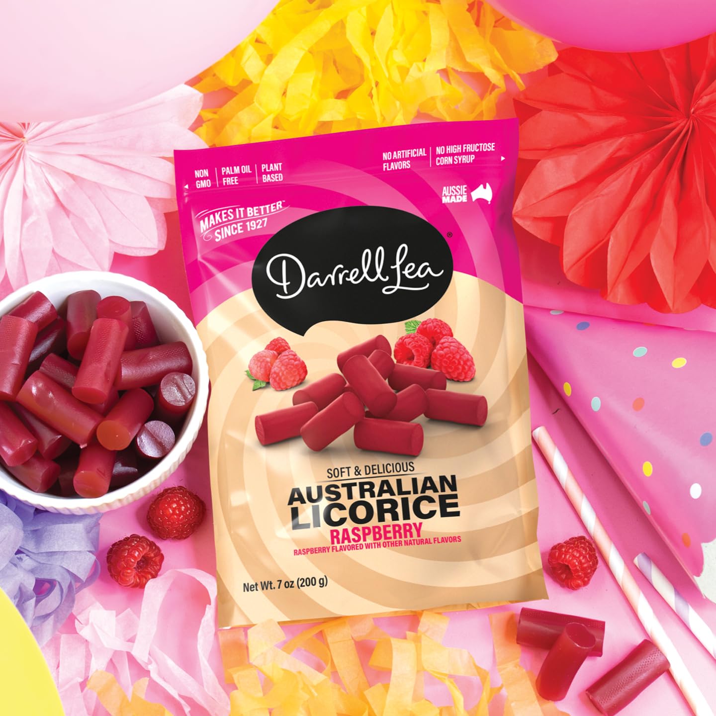 Darrell Lea Soft Australian Licorice, Non-GMO, No Palm Oil, Plant Based, No High Fructose Corn Syrup, Soft & Chewy Licorice Candy, Made in Australia
