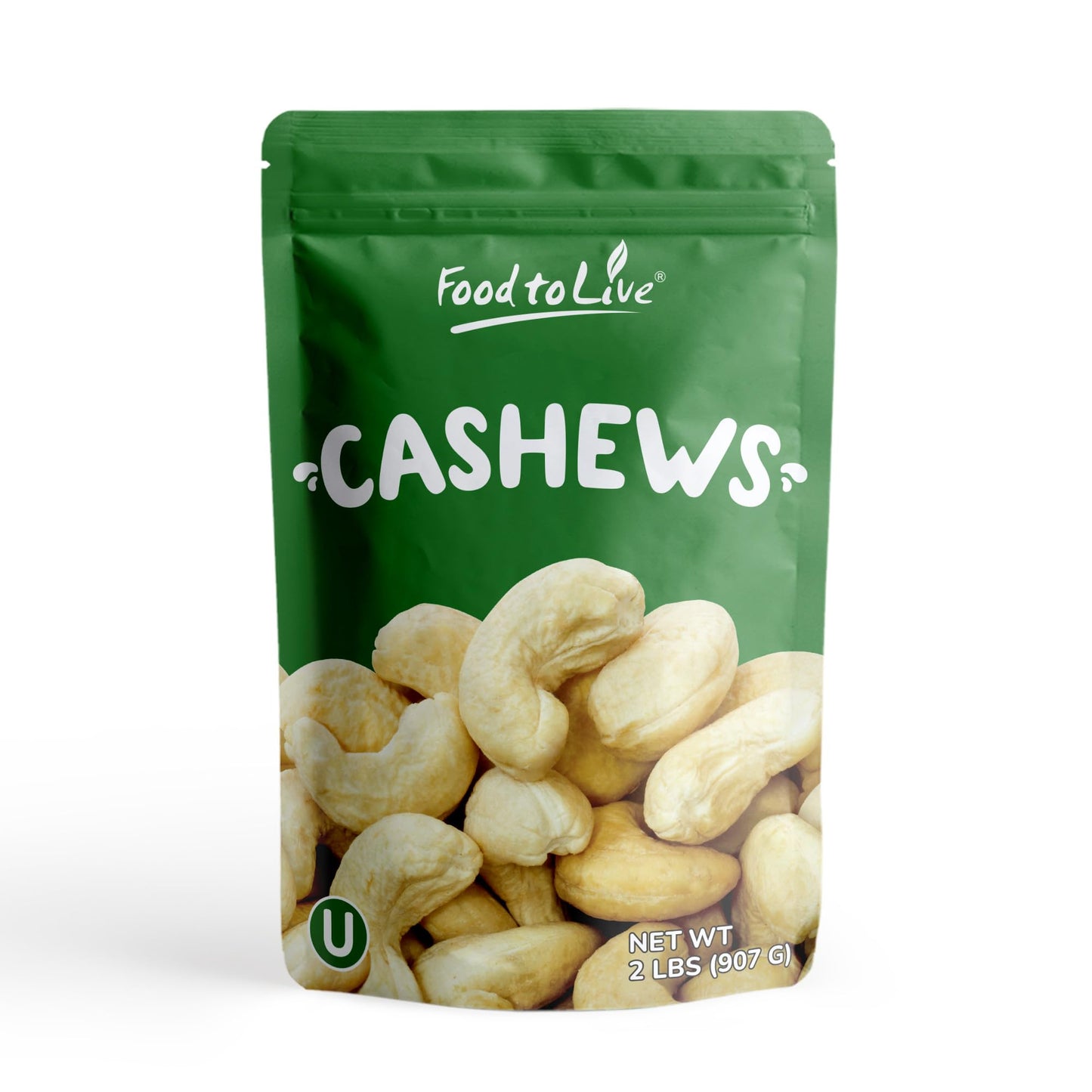 Food to Live Cashew Nuts, 2 Pounds - Large Size W240, Whole Nuts, Unsalted, Kosher, Raw, Vegan, Bulk