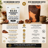 OhmYes Mocha Mushroom Coffee with Pure Cacao | Organic 11 Mushroom Adaptogen Blend (Lions Mane, Reishi, Chaga, Cordyceps) | Premium Chocolate Dark