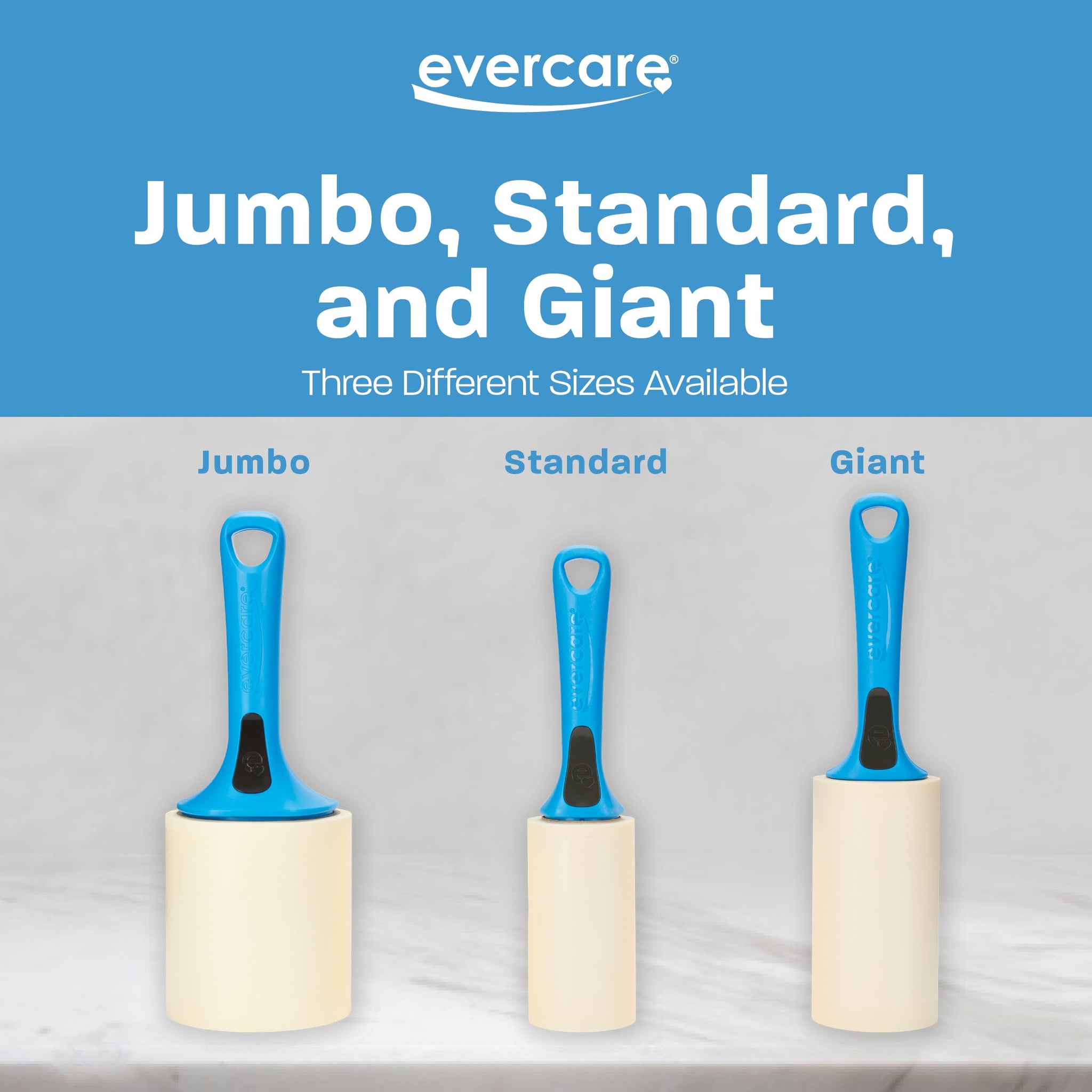 Evercare Jumbo Lint Roller, 60?Sheet Extra?Large Adhesive Roller with Blue Handle for Pet Hair & Lint