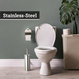 Premier Housewares Toilet Brush & Holder | Chrome Metal Toilet Brush Set | Attached Lid Toilet Cleaner Brush | Free Standing Loo Reflective Brush