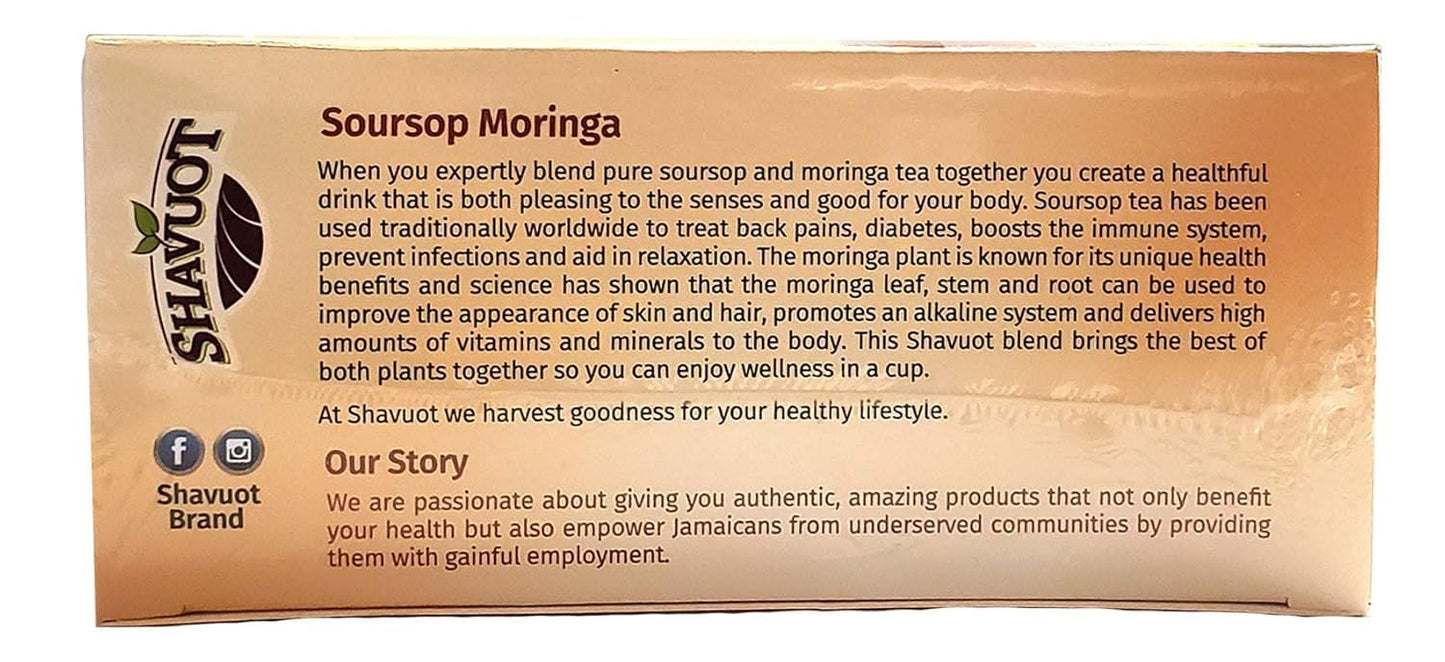 Shavuot Soursop Moringa Tea (Pack of 3) - Total of 60 Tea Bags