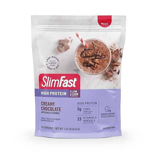 SlimFast High Protein Meal Replacement Powder, Advanced Nutrition Smoothie Mix with Vitamin and Mineral Blend, Gluten Free, Creamy Milk Chocolate, 26