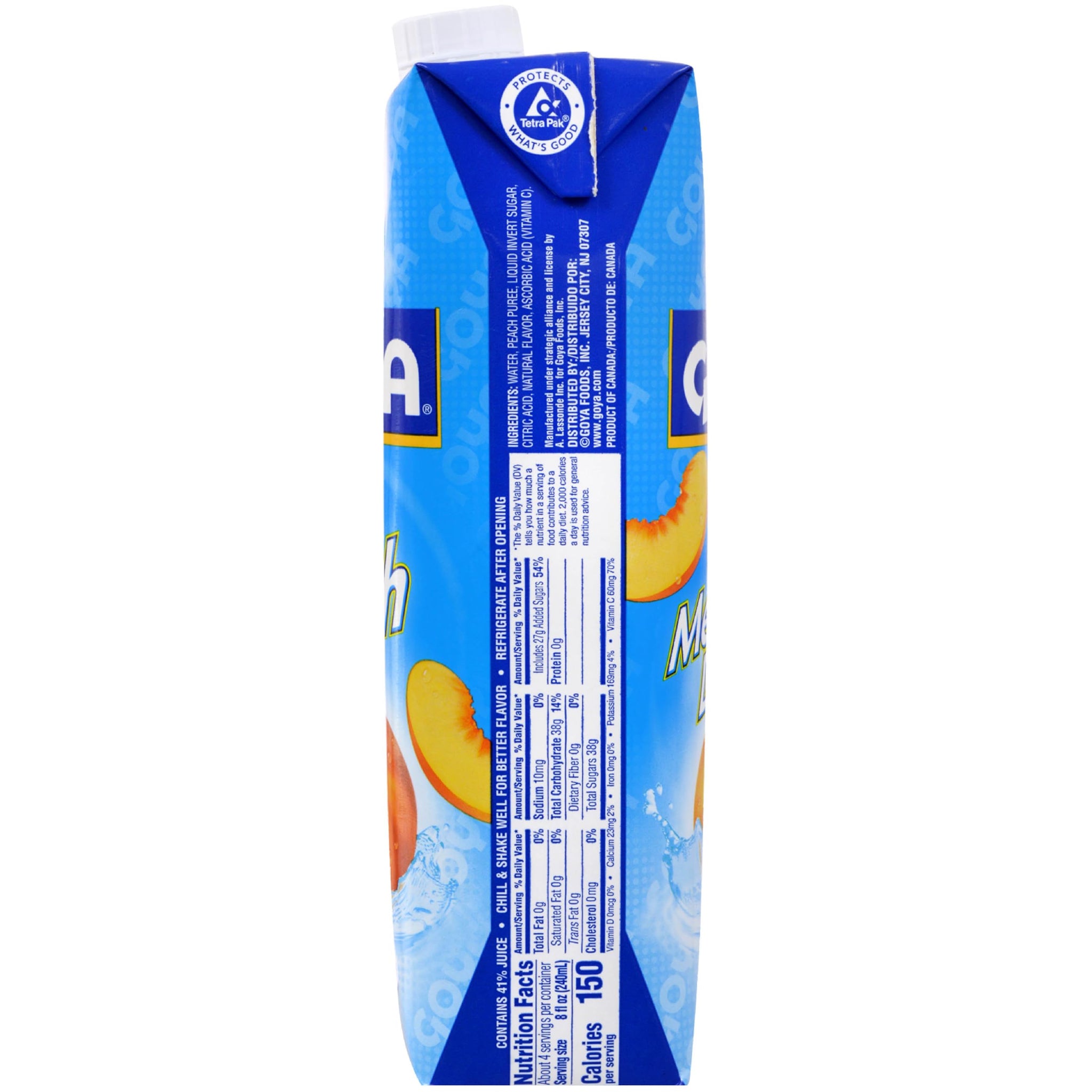 Goya Peach Nectar Juice, Pack of 2 (33.8 oz Bottles) Sweet and Juicy Tropical Drink, Perfect for Smoothies, Cocktails, Mocktails and Everyday