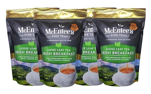 McEntee's Irish Breakfast Tea (Pack of 4) - 250g Refill Bags - Expertly Blended in Ireland. A Traditional Irish Blend of Ceylon and Assam tea's