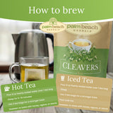 Palm Beach Herbs Cleavers Tea - Cleavers Herb for Lymphatic, Urinary and Wellness Support - Caffeine Free - Sugar Free - 30 Tea Bags
