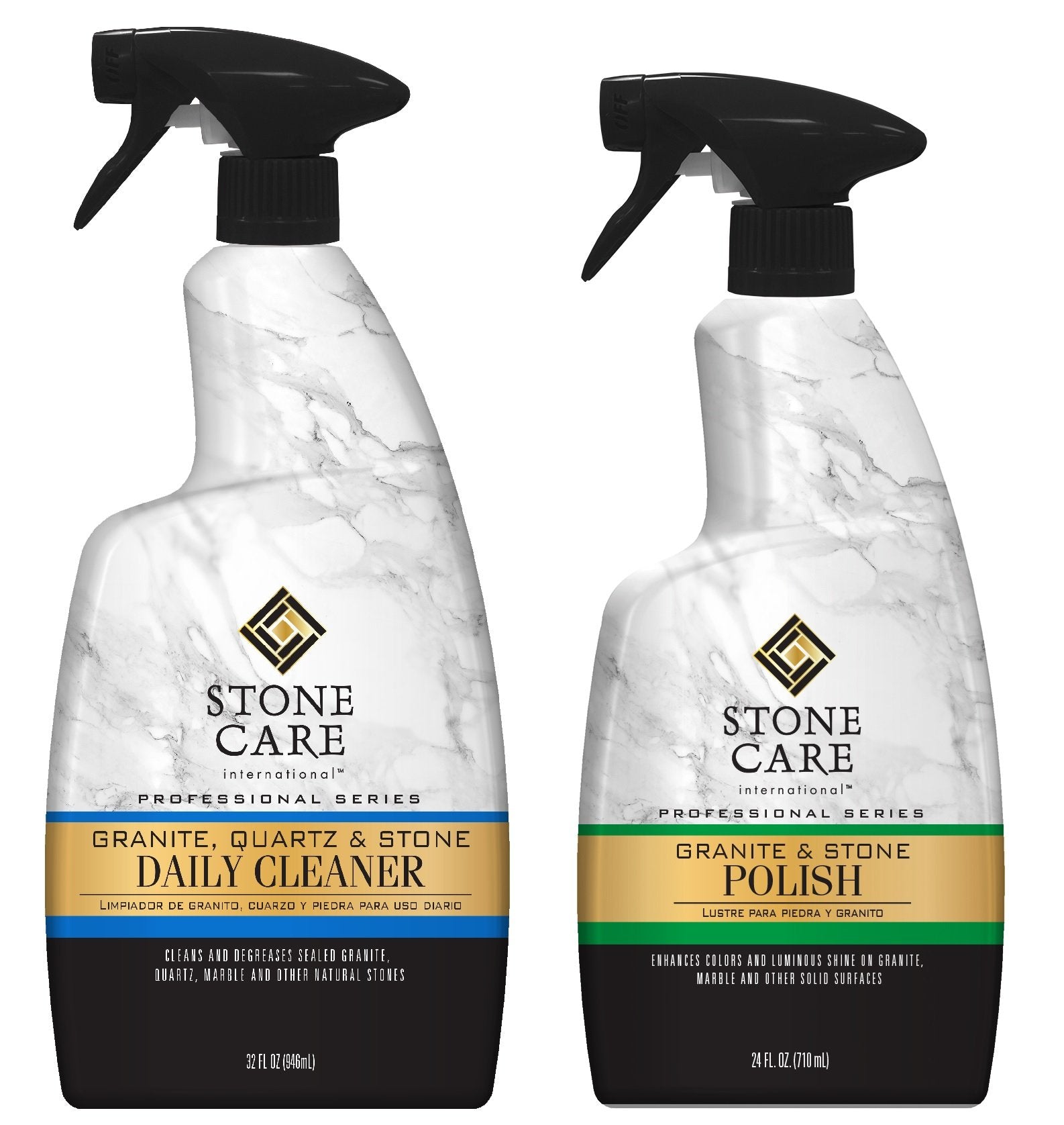 Stone Care International Granite Stone Cleaner and Polish Combo for Granite Marble Soapstone Quartz Quartzite Slate Limestone Corian Laminate Tile