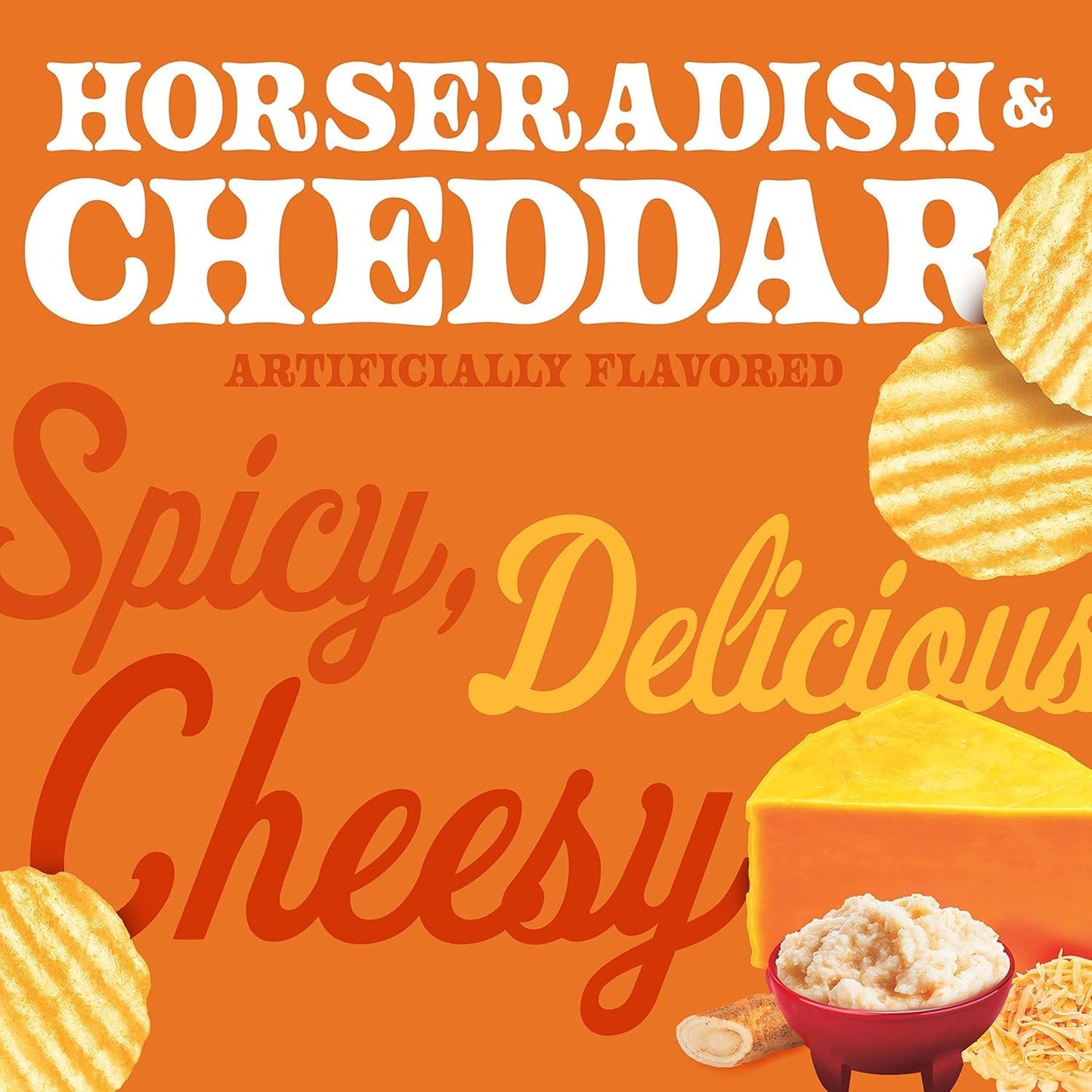Herr’s Potato Chips, Horseradish and Cheddar Flavor, Gluten Free Snacks, 6oz Bag (6 Count)