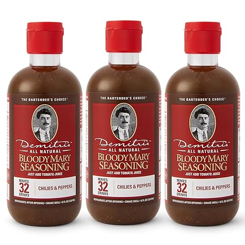 Demitri's Bloody Mary Seasoning Chilies & Peppers - Spicy Bloody Mary Mix - Concentrated Mixer - Bold Rich Flavor - Perfect for Home Brunch Parties