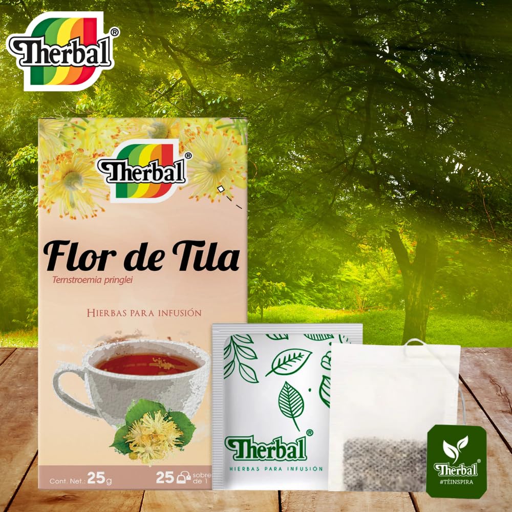 Té de Flor de Tila (Linden Flowers Tea) - 25 Bags - 100% Natural, Vegan - Premium Therbal Brand