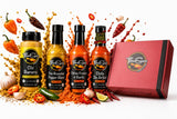 Fresco Sauce - Fabulous Hot Sauce Gift Box 4 Pack - Chi Banero Mustard - Fire Roasted Pepper Blend - Garlic Citrus Fresno - Chile De Arbol