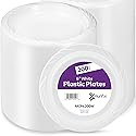 Munfix 200 White Plastic Dessert Plates, 6 Inch Disposable Plates, Bulk Pack for Party, BBQ, Picnic, Parties, Travel and Events, Microwavable