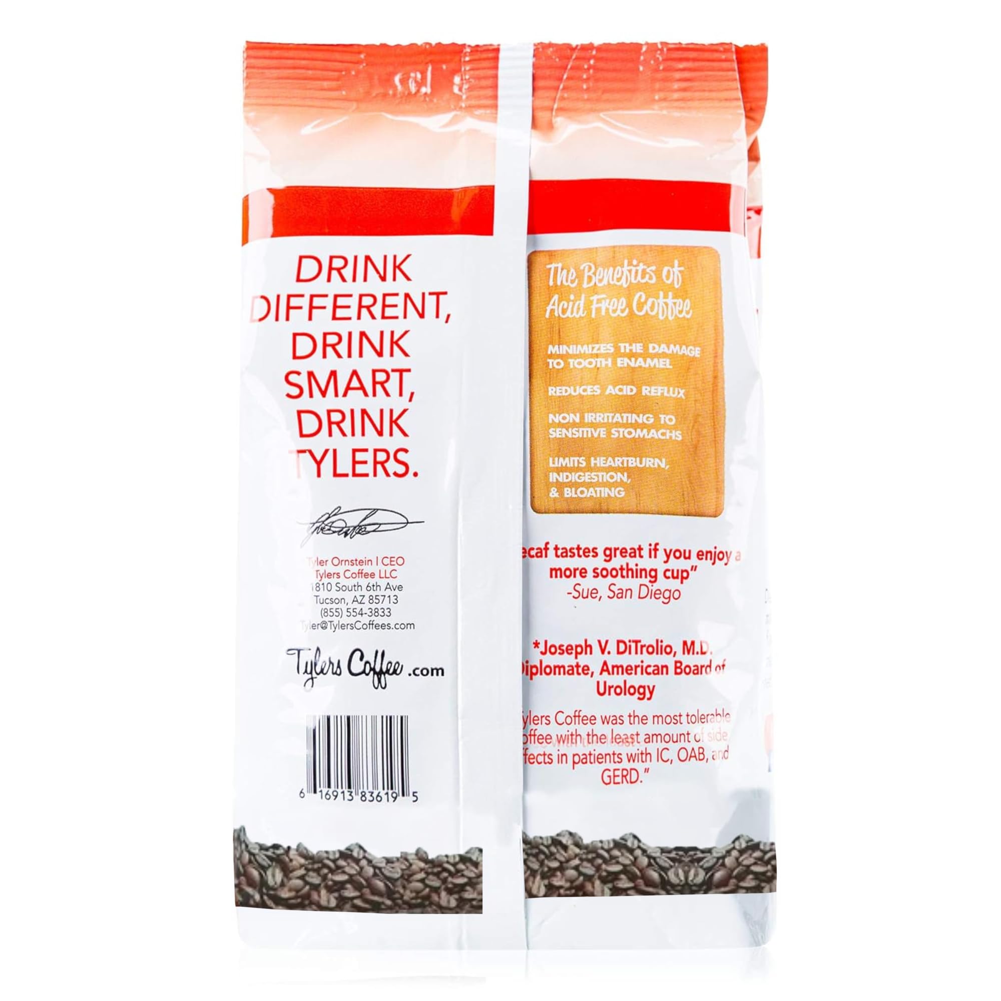 Tylers Coffee - 100% Arabica Whole Beans Full Flavor Decaf 12 oz