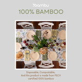 Bambu Pack of 25-9 Inch Disposable Bamboo Plates Fancy, Biodegradable Eco Friendly Products, Bamboo Disposable Plates for Party, Weddings, and Events