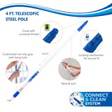 Unger Connect and Clean Dusting Kit with 4' Steel Pole, Features Microfiber Duster, Cobweb and Corner Duster and Microfiber Feather Duster