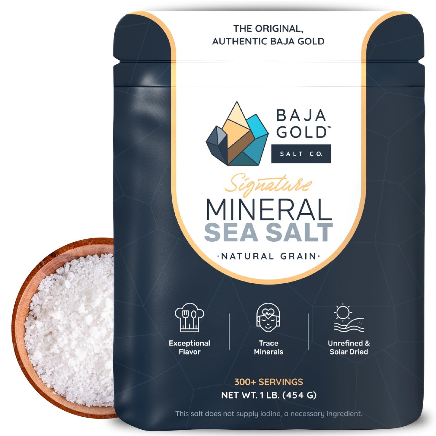 Baja Gold Signature Mineral Sea Salt - Recommended by Gary Brecka - Organic Natural Grain Salt for Cooking & Baking | Authentic Baja Salt | Ideal for