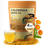 Calendula Loose Tea - 4 oz Size - Marigold & Dried - Calendula Tea Bulk Flowers Gluten-Free and Caffeine-Free Herbal tea for Relaxation, Wallness