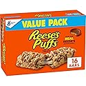 REESE'S Puffs Cereal Treat Bars, Peanut Butter and Cocoa, Snack Bars, Value Pack, 16 Ct, 13.6 oz