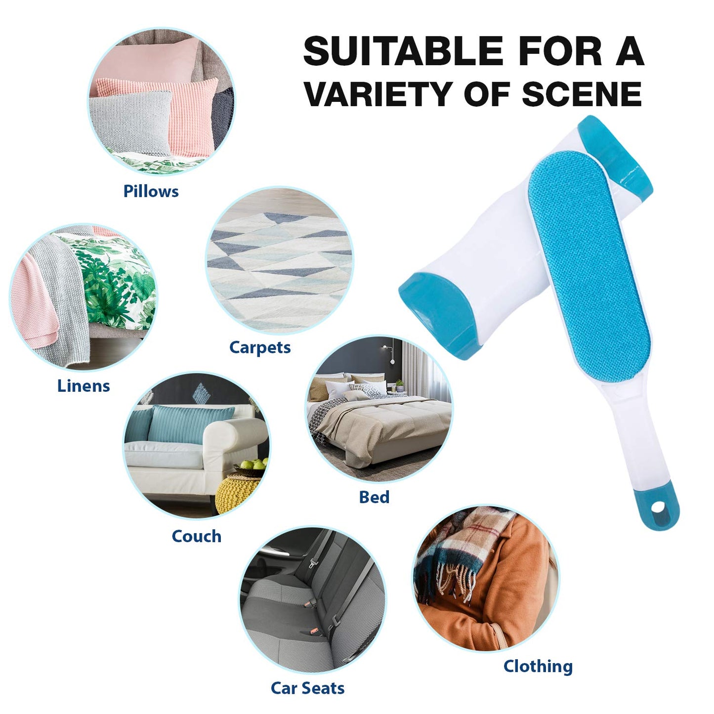 Pet Hair Remover for Clothes: Reusable Dog Cat Fur Lint Removal Brush for Clothes Furniture Couch Carpet Bed Car Seat - Self-Cleaning for Pet Owners