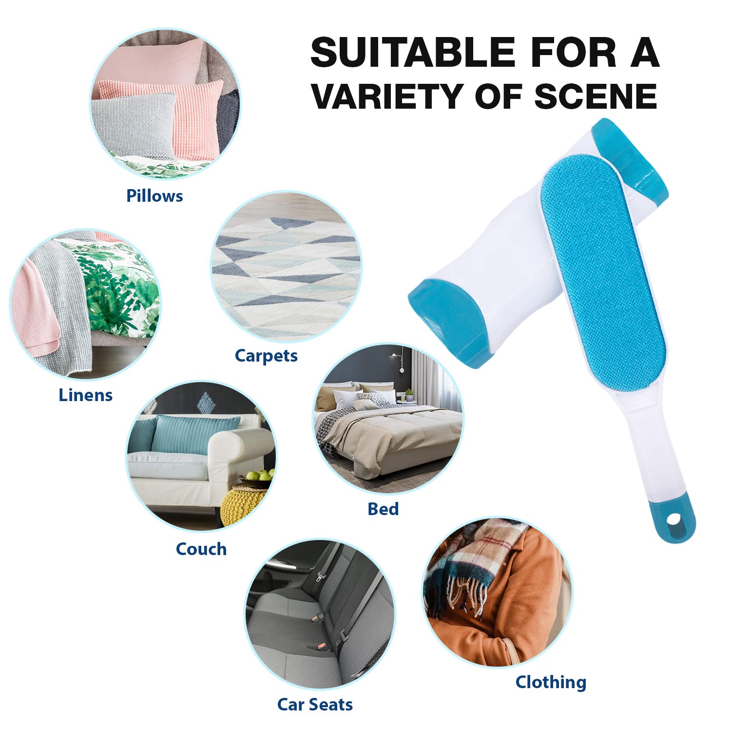 Pet Hair Remover for Clothes: Reusable Dog Cat Fur Lint Removal Brush for Clothes Furniture Couch Carpet Bed Car Seat - Self-Cleaning for Pet Owners
