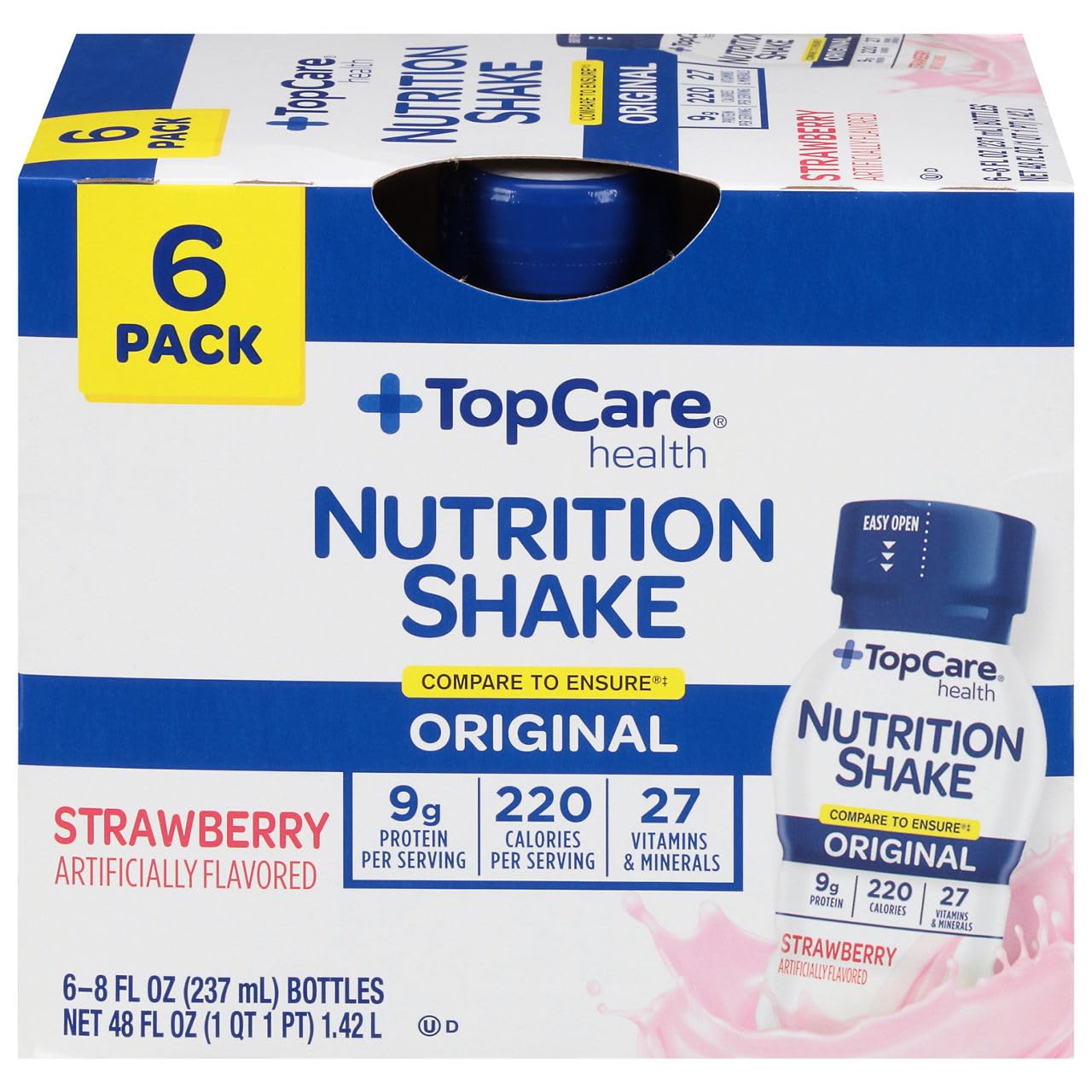 Topcare, Strawberry Nutrition Shake Bottle, 48 Fl Oz