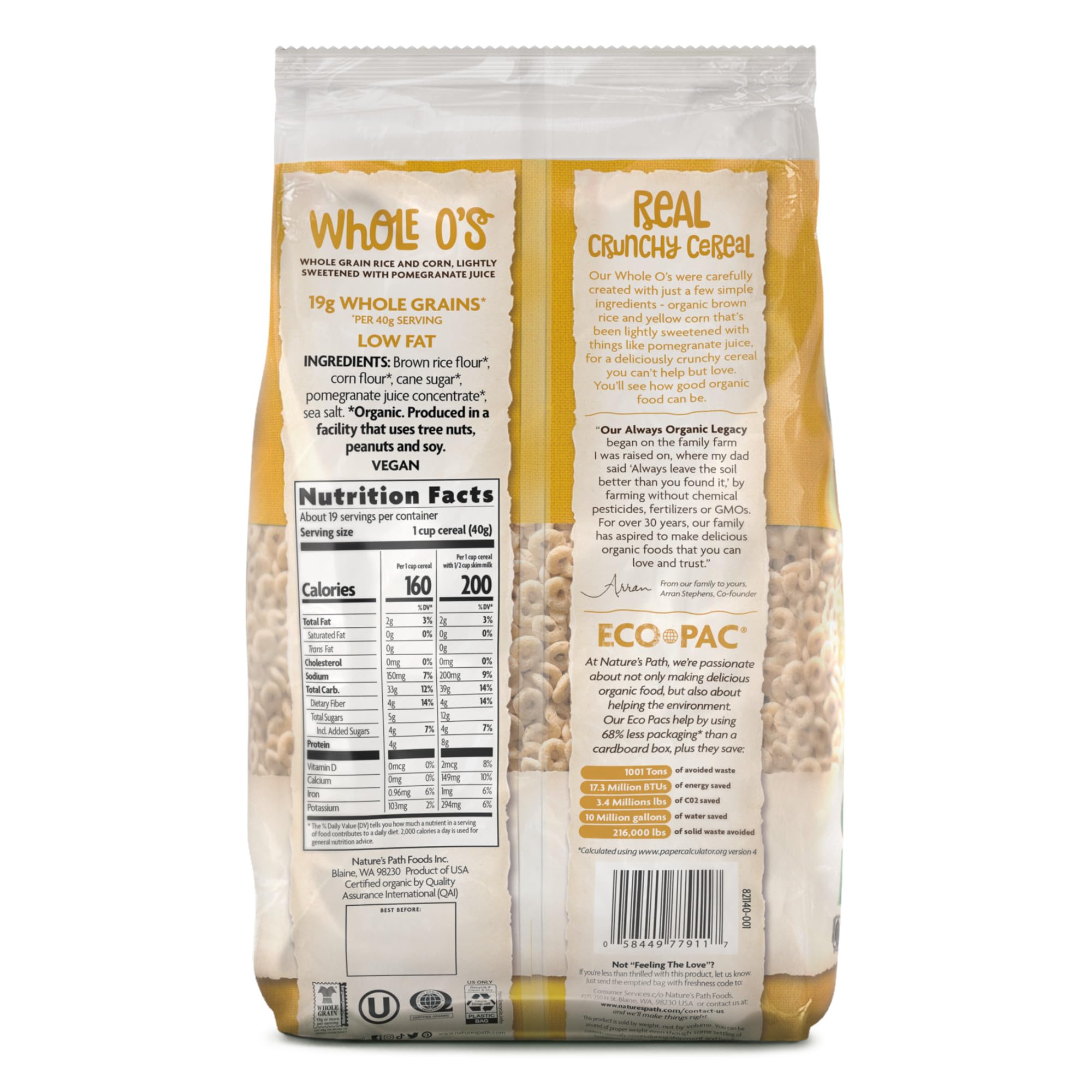 Natures Path, Cereal Whole OS ECO pack Organic, 26.4 Ounce