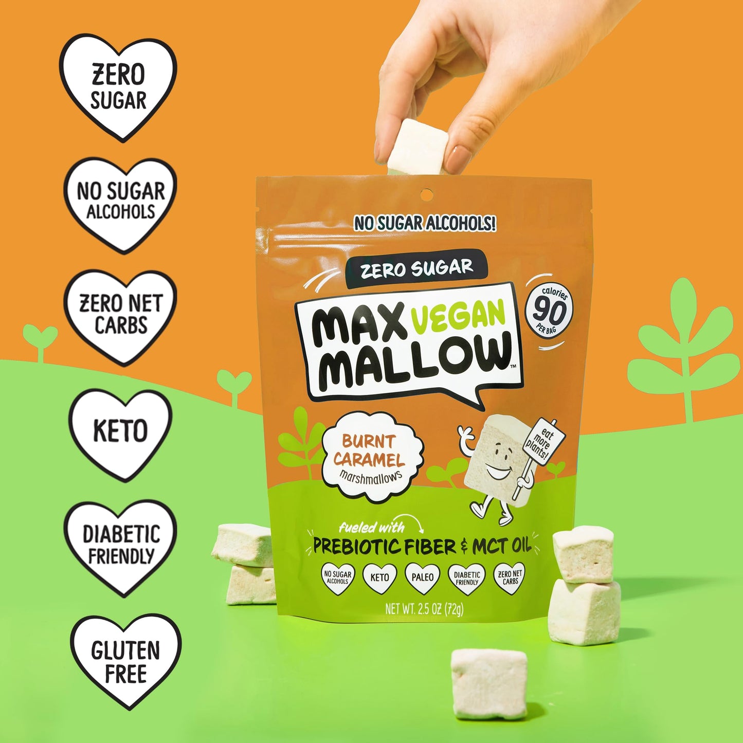 Max Mallow Vegan Sugar Free Marshmallows - Keto Friendly, Perfect for S'mores, Hot Chocolate, and Baking Zero Sugar, Marshmellows Marshmallows Smores