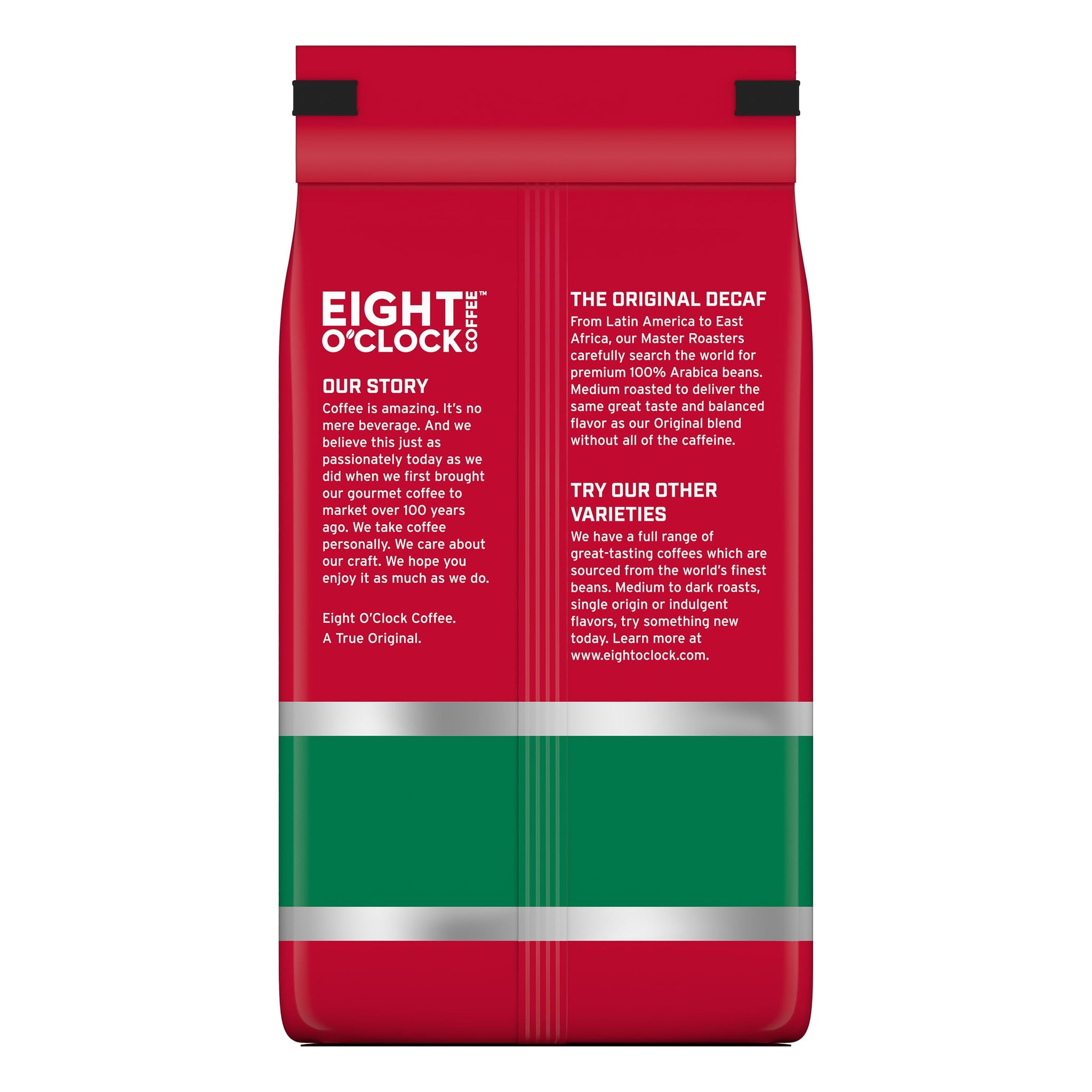 Eight O'Clock Coffee The Original Decaf, 21 Ounce (Pack of 1) Medium Roast Whole Bean Decaffeinated Coffee, 100% Arabica