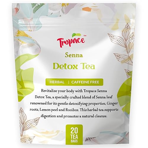 Tropace Senna Leaf Herbal Tea - Caffeine-Free, 20 Tea Bags Infused with Senna, Ginger, Rooibos & Lemon Peel - Rooted in Africa, Packed in USA, 1.8 oz