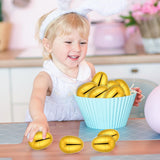 12 Pack Golden Plastic Easter Eggs, 2.3 Inch Fillable Eggs for Easter Egg Hunt, Metallic Plastic Empty Egg Shiny Metallic Party Favors & Basket