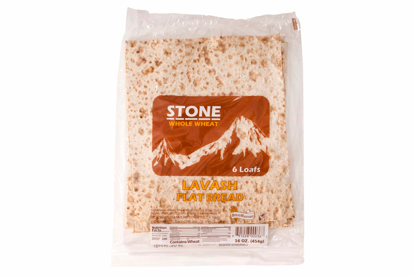STONE LAVASH WHOLE WHEAT FLAT BREAD 10 packs of 6