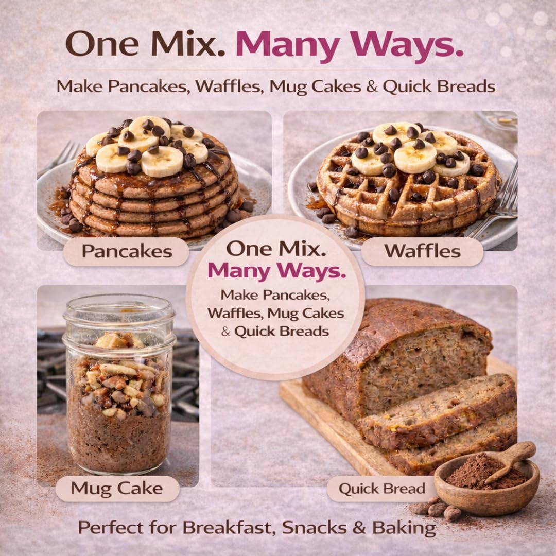 Dojo Fresh Chocolate Protein Pancake Mix, Plant-Based & Vegan, 27g Protein per Serving, Non-GMO, Just Add Water, High-Protein Pancakes, Waffles & Baking Mix (8 oz)