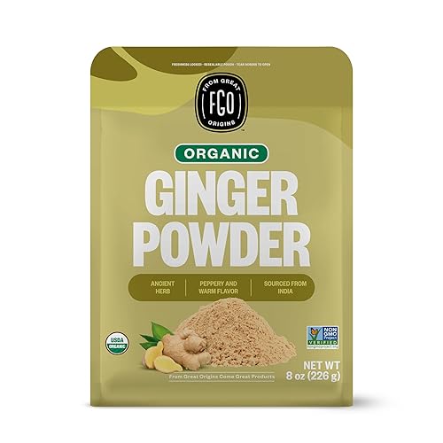 FGO Organic Ginger Powder, Imported from India, 8oz, Packaging May Vary (Pack of 1)