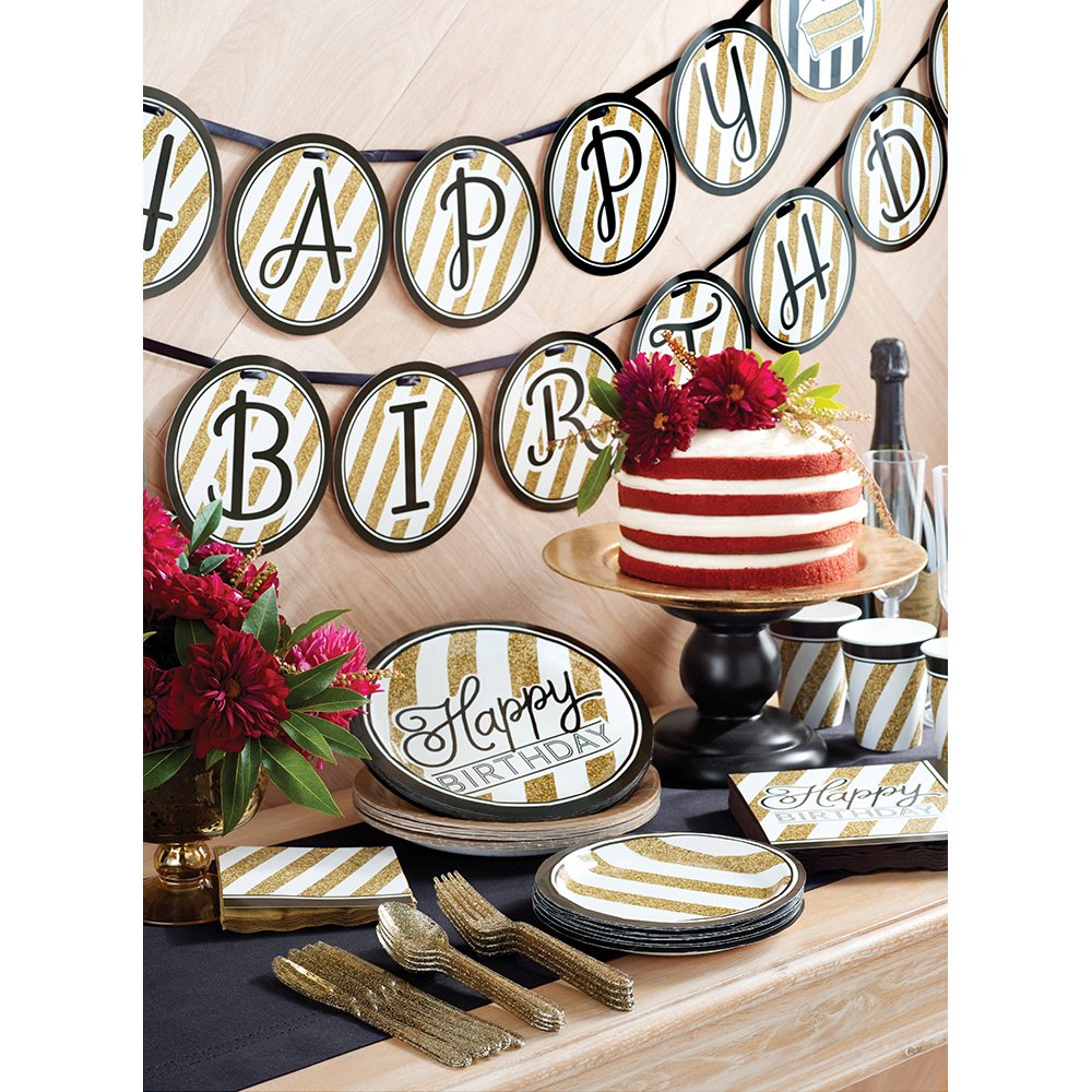 Creative Converting Glitter Assorted Plastic Cutleries, Gold