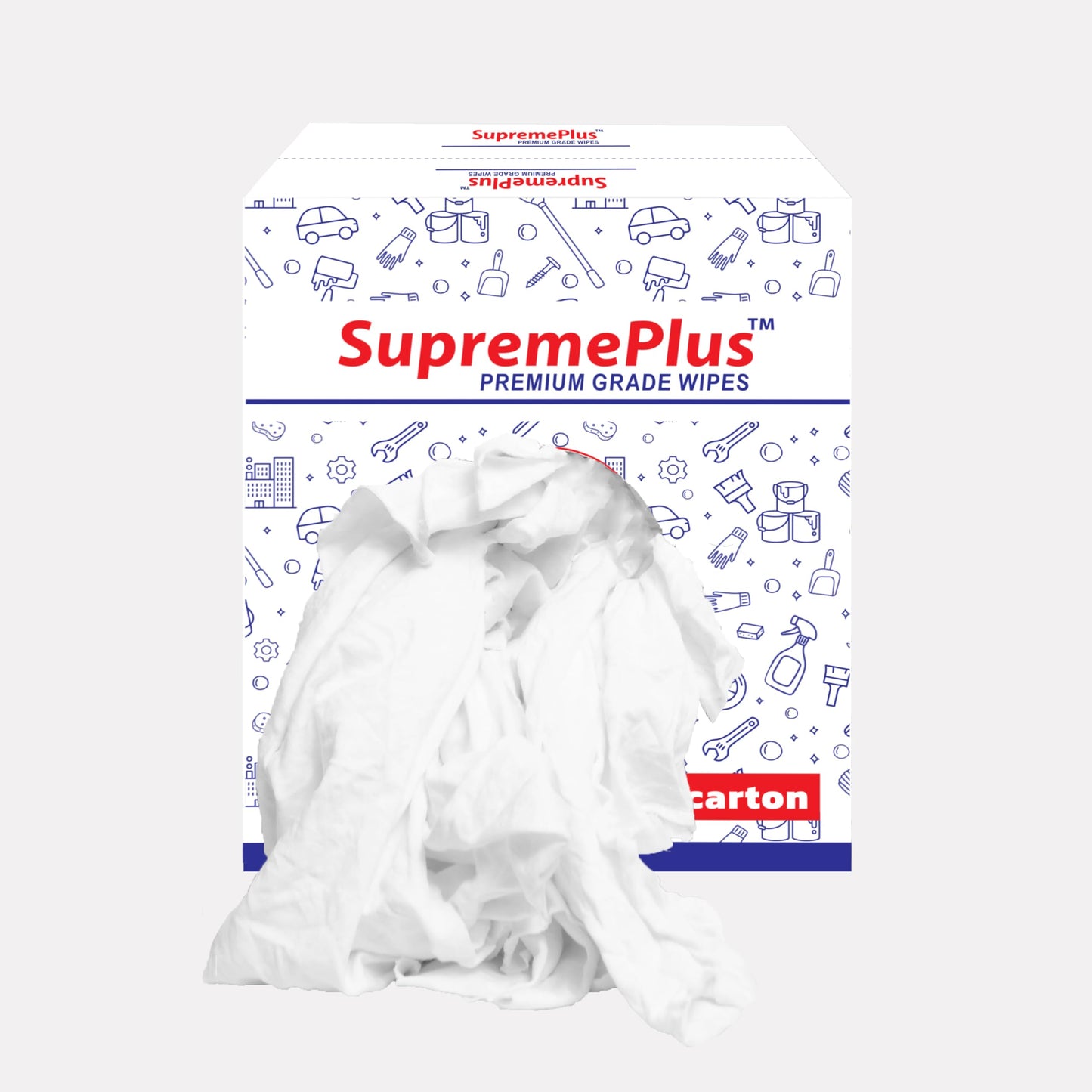 SupremePlus Recycled White T-Shirt Cleaning Rags (25 lbs. Box) - Shop Rags Bulk for Oil, Stain, Grease, Paint, and Auto Cleaning, Multipurpose White