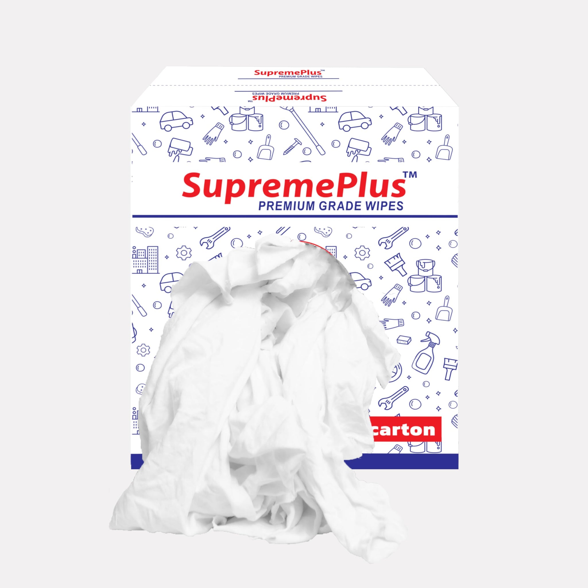 SupremePlus Recycled White T-Shirt Cleaning Rags (25 lbs. Box) - Shop Rags Bulk for Oil, Stain, Grease, Paint, and Auto Cleaning, Multipurpose White