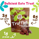 BHU FOODS Keto Fat Bombs, Organic, Vegan, Low Carb Sugar Free, Decadent Candy made with Clean Ingredients, Double Dark Chocolate Truffles (2 Bags)