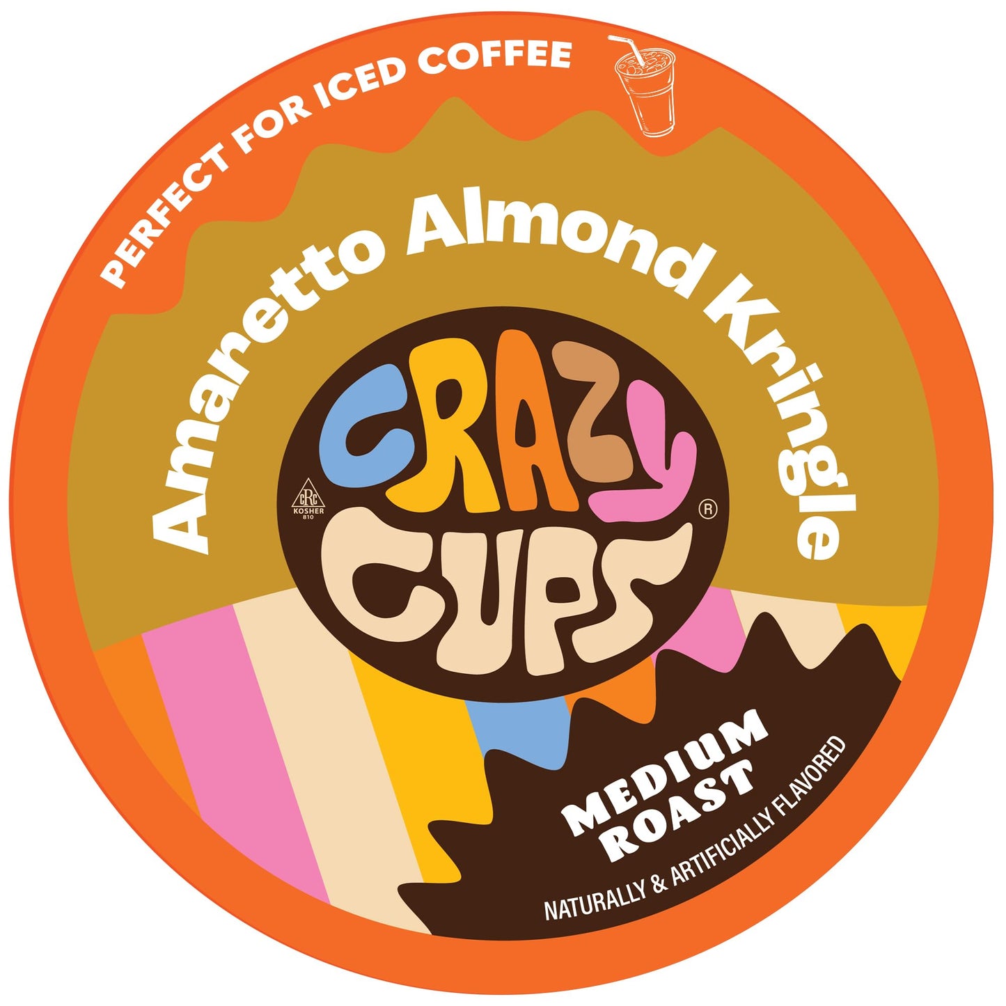 Crazy Cups Amaretto Coffee Pods, Amaretto Almond Kringle for K Cup Keurig Machines, Brew Hot or Iced, 22 Count